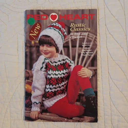 1998 Vtg Red Heart Rustic Classics Pattern Book 1422 Knitting & Crochet - Picture 1 of 24