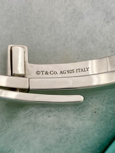 Tiffany & Co Sterling Silver Diamond T Square Wrap Bangle Bracelet. Retired - Picture 5 of 24