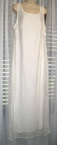 NWT DEREK HEART PLUS 1X JRS LONG WHITE LACE RACERBACK DRESS~MAXI SUNDRESS~ - Picture 10 of 10