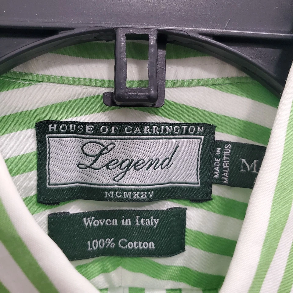 House of Carrington Legend Para Hombre Monte Carlo Verde Blanco Raya LS Abotonada M Foto 3 de 4