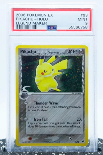 PSA 9 PIKACHU (Delta) 93/92 Secret Rare Holoswirl Ex Legend Maker - Pokemon Card