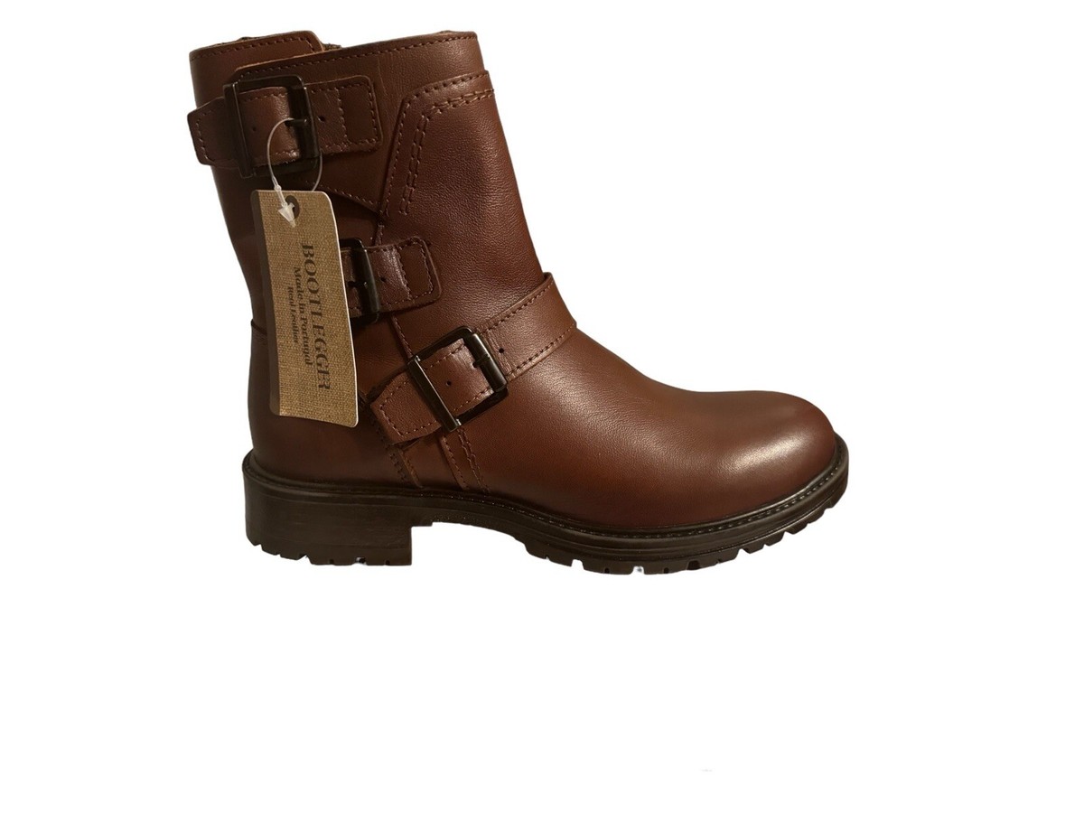 Bootlegger Made in Portugal Astra Buckled Moto Boots Leather