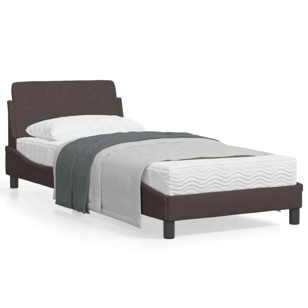 Giroletto con Testiera Marrone Scuro 90x190 cm in Tessuto