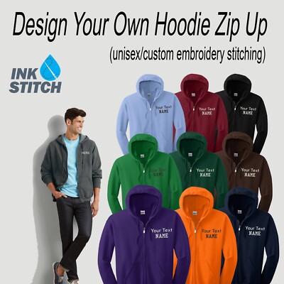 18600 Unisex Custom Add Logo Texts Personalized Hoodie Zip Up Sweatshirts