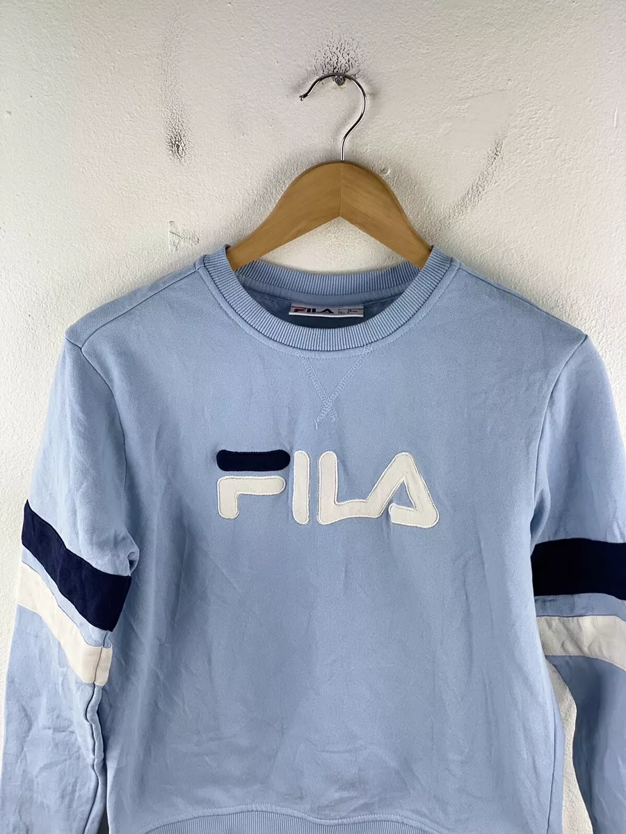 VINTAGE FILA Pullover Logo Jumper Womens Size S Blue Long Sleeve Sweatshirt