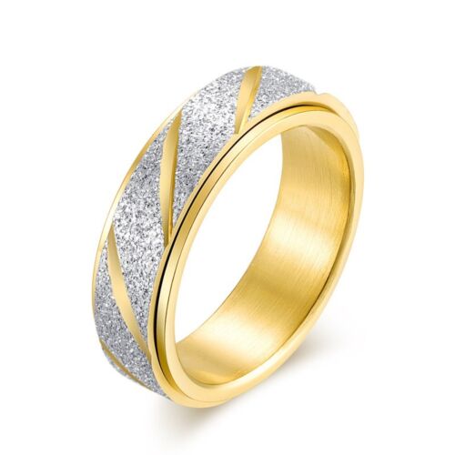Anillo de acero titanio esmerilado oro rosa/arco iris de 6 mm para mujer talla 5-10 - Imagen 2 de 14