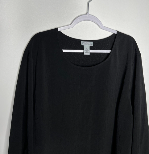 Maggie Barnes Catherines Top Womens 3X Black Plus Size 3/4 Sleeve Flowy Blouse - Picture 4 of 11