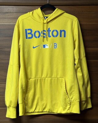 NIKE MLB BOSTON RED SOX THERMA DRI FIT PULLOVER HOODIE SWEATSHIRT YELLOW  SIZE L | eBay