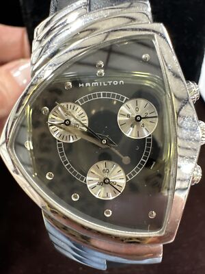 Hamilton Ventura Men In Black Chronograph Watch- W/ Box & Papers