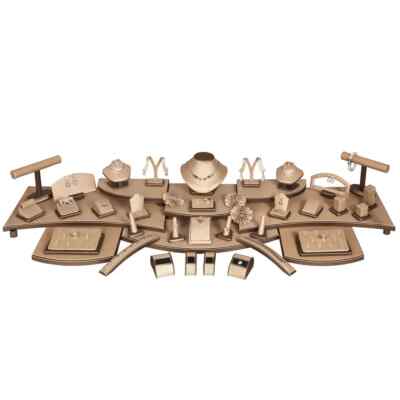57 Piece Luxury Champagne Gold Jewelry Display Showcase Set