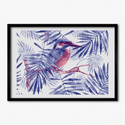Tulup Picture MDF Framed Wall Decor 70x50cm Image Room Plants and bird - Picture 1 of 4