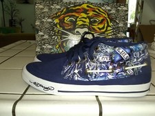 Ed Hardy Rare High Top Shoes, Sneakers Vintage but New w/ Original box, tags