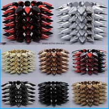Statement Multi Spike Stretch Wide Long Punk Gothic Bangle Bracelet Hip Hop Cool