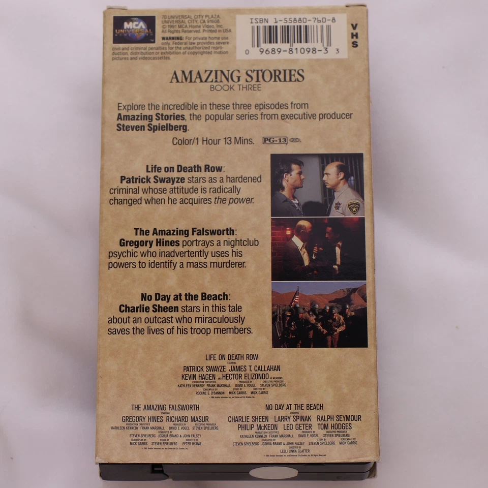 Vintage Amazing Stories Book Three 3 OOP VHS HTF Patrick Swayze Steven Spielberg - Image 2 of 4
