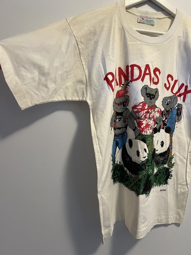 Garmeh Kangaroo Graphic Tshirt "Pandas Sux" Vintage 1980s Size Small Men’s - Picture 6 of 13