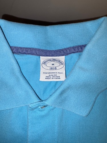 Brooks Brothers Golf Polo 1818 Slim Fit Blue Short Sleeve Mens Medium *flaws - Picture 4 of 5