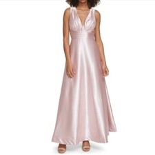 NWT Women $248 Eliza J Satin A Line Ball Gown Dress  Color Blush Pink SZ-6