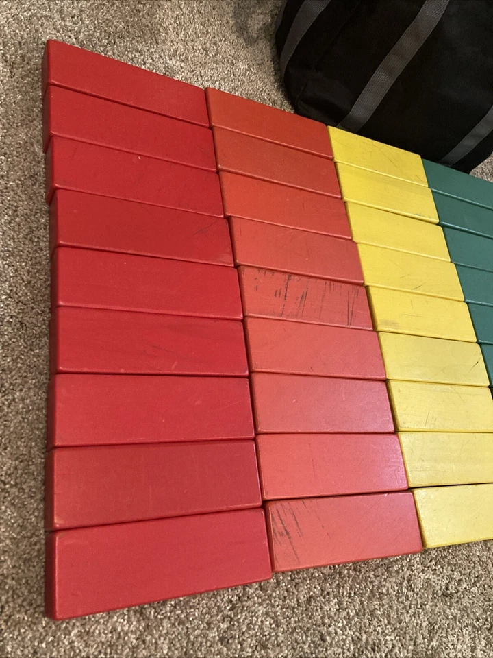 ECR For Kids 54 Wooden Rainbow Colors Blocks Building Game & Carry Storage Bag - Image 2 of 4