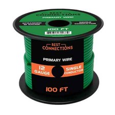 12 Gauge Car Audio Primary Wire 100ft Green Remote, Power/Ground Electrical