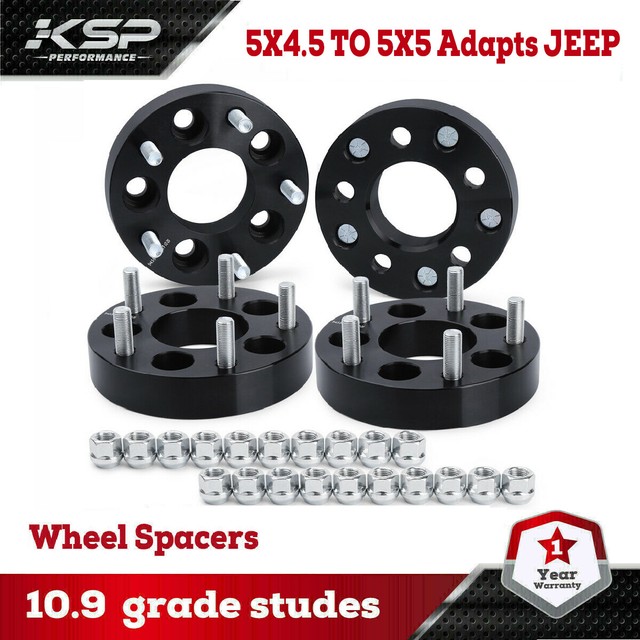 2 WHEEL ADAPTERS 5X4.5 TO 5X5 1.25" ADAPTS JEEP JK WHEELS ON TJ YJ KK