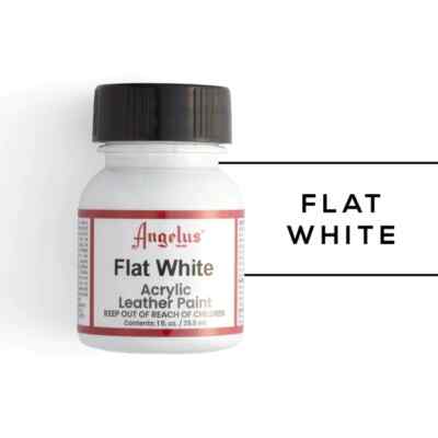Angelus Acrylic Leather Paint Color Flat White - 1 fl.oz