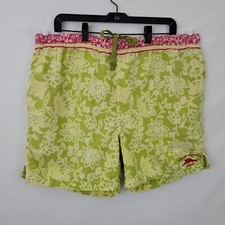 Tommy Bahama Men's Nylon Swim Trunks Floral Marlin Logo Bright Green Large