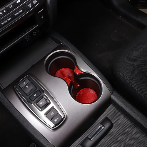 Red Carbon Fiber Center Control Cup Holder Mat Trim For Honda Pilot 2015-2019 - Picture 7 of 14