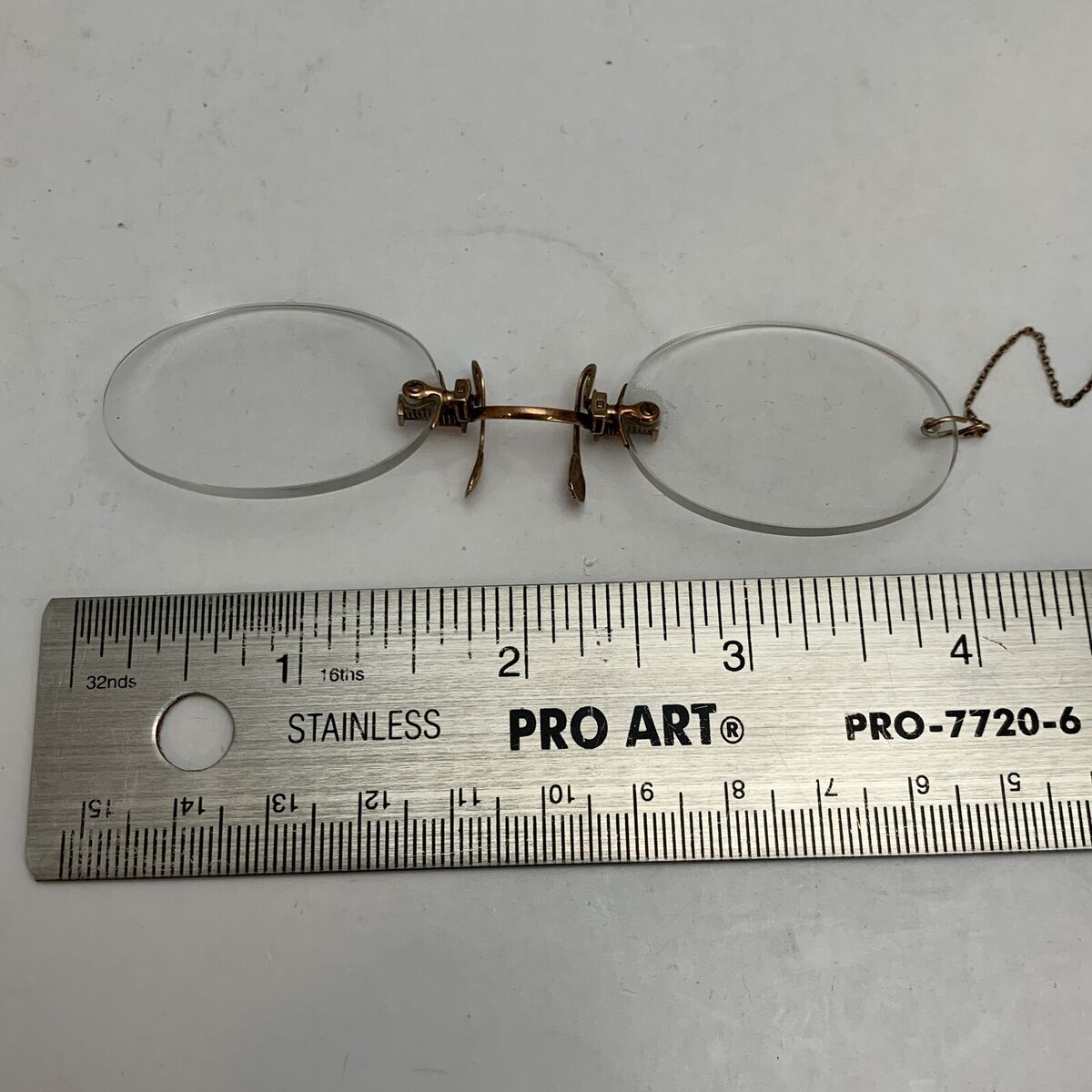 1890s Antique 10k Gold SHURON Eye Glasses with Chain 1890s Antique 10k Gold SHURON Eye Glasses with Chain
