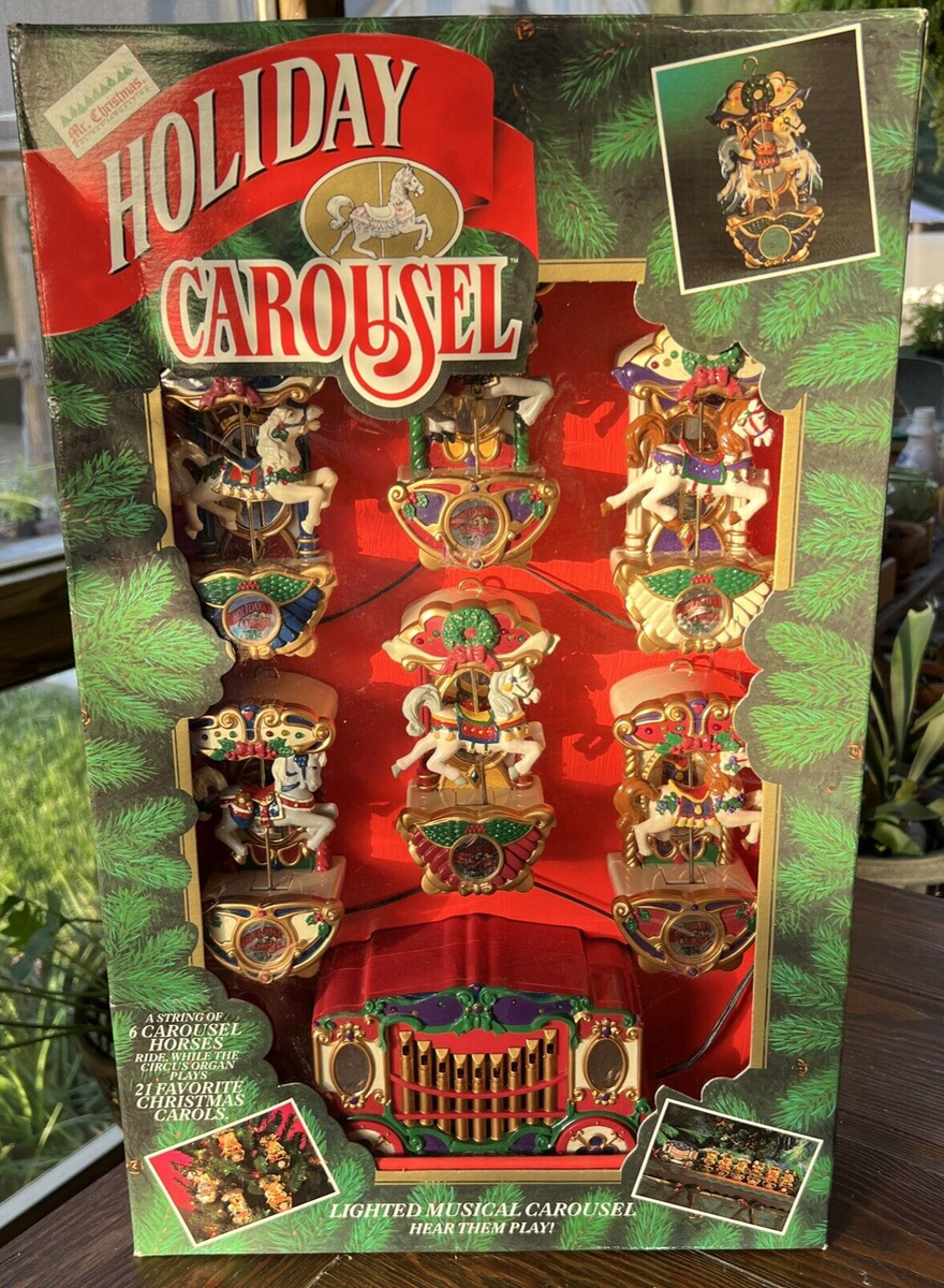 NIB Holiday Carousel 21 Carols Mr. Christmas 6 Horses Musical