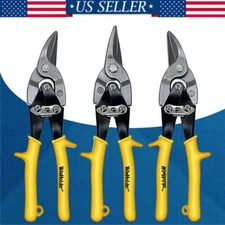 3pcs Aviation Tin Snips Set Metal Cutter Shear Straight Left and Right Yellow
