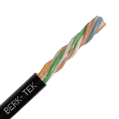 1000' 24 AWG 4 Pair Solid Copper Conductor UTP OSP Cat 5e Cable Black