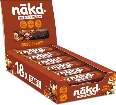 NATURAL BALANCE FOODS Nakd Cocoa Orange Natural Fruit & Nut Bars - Vegan - Healthy Snack - Gluten Free