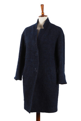 NENETTE Milano Womens Dark Blue Wool Alpaca Mohair Coat Jacket 40 S US4 US6 #W4