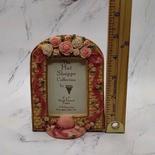 Vintage Dezine The Hat Shoppe Collection Bilderrahmen handbemalt Harz Schleifen Rosen - Bild 11 von 15