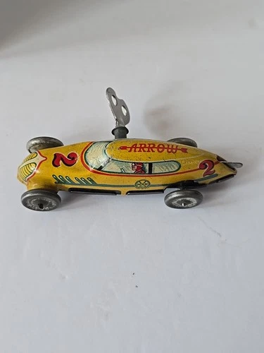 Vintage Marx Mechanical "Speedway Racer" Key Windup Tin Litho Car #2 Arrow- Read