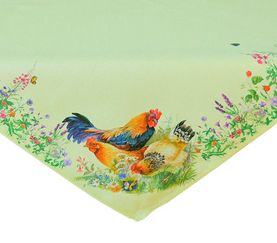 Tischdecke Mitteldecke 85 x 85 cm Hahn Henne Küken bunt Landhausstil