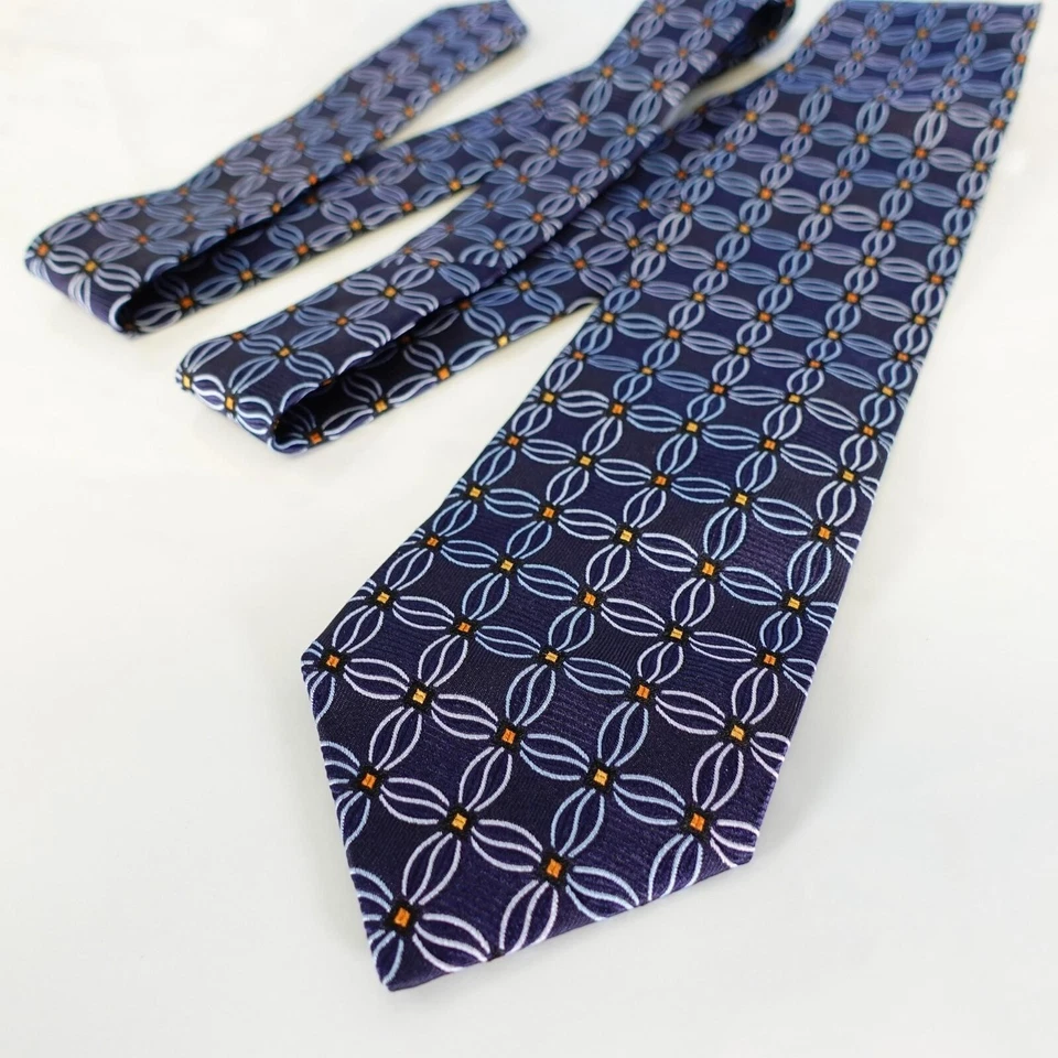 Jos A Bank Corbata Cuello Para Hombre Azul Floral Seda Traje Occidental Índigo Audaz Oscuro ITALIA Foto 4 de 4