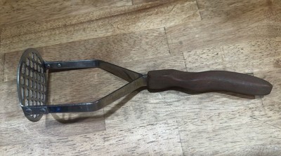 Vintage Cutco No. 14 Potato Masher Brown Wood Handle Made USA