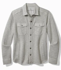 NWT Tommy Bahama Men's XL Trinidad CPO Snap Shirt Jacket Smoke Gray $168