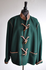 Admont Damen Jacke Landhaus Stil Trachtenjacke Schurwolle Lederbesatz Grün Gr 42