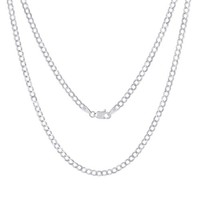 10K Weiss Gold 3Mm Massive Kubanische Panzerkette Glieder Halskette Herren Damen