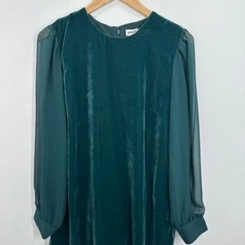 Vestido de Terciopelo J Crew Manga Transparente Verde Fiesta Vacaciones Cóctel Para Mujer Talla 14 Nuevo con Etiquetas Foto 3 de 4