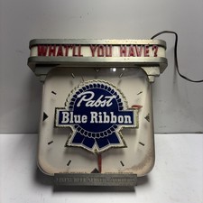Antique Art Deco Pabst Blue Ribbon Advertising Light Up Glass Clock. Read