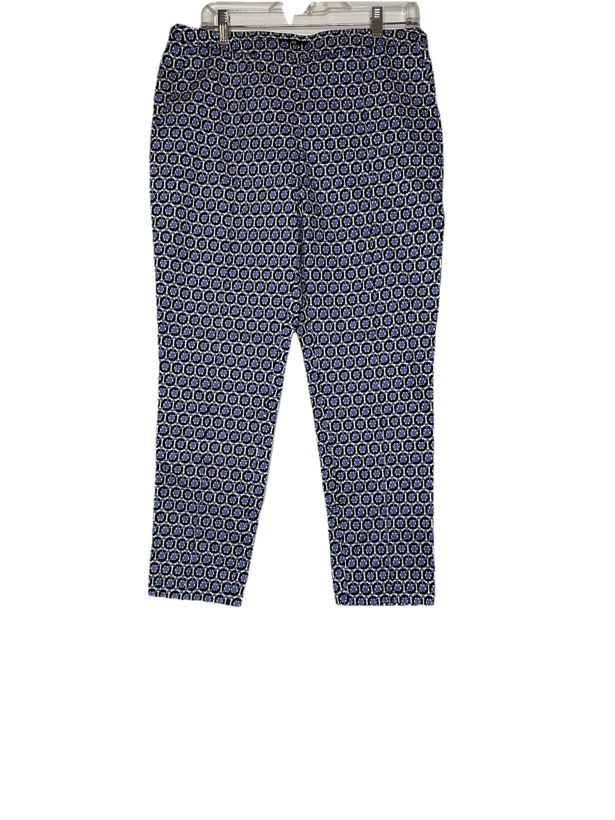 H&M Blue Black White Geometric Stretch Tapered Ankle Pants Size 12