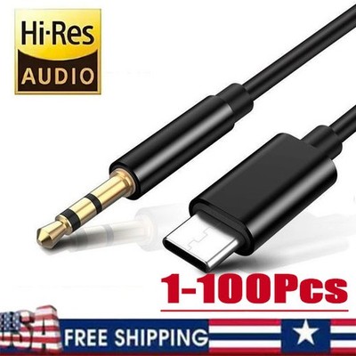 TypeC to Aux Cable USB Type-C Male To 3.5mm Cord Car AUX Music Audio Adapter Lot