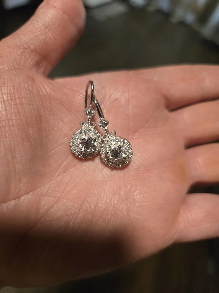 2.19 克拉 VVS1 冰白色莫桑石 925 纯银吊坠耳环 — 第 4/4 张图片