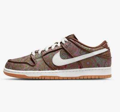 Nike SB Dunk Low Pro Paisley Men's Sneakers Size 12 Brown