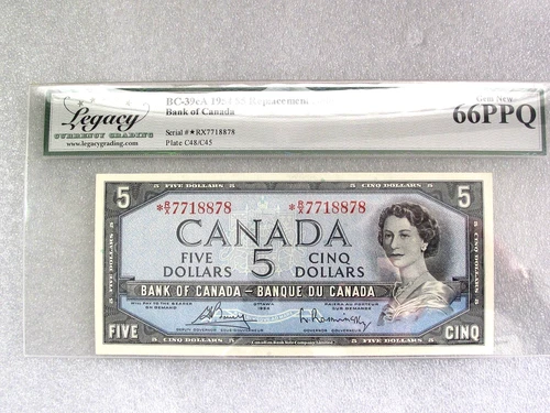 Canada $5 Dollars 1954 BC-39cA REPLACEMENT STAR Banknote  Legacy PPQ66