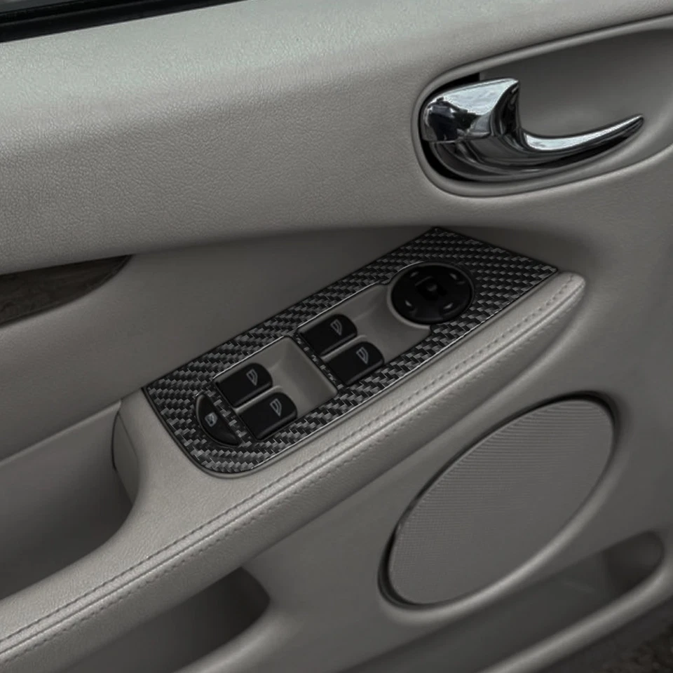 4 peças tampa de interruptor de elevação de janela de fibra de carbono real para Jaguar X-Type X400 2001-2009 - Imagem 4 de 4