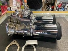 Chrome Dcoe Dual Throat Carb Velocity Stacks Harley Custom Chopper Evo Panhead